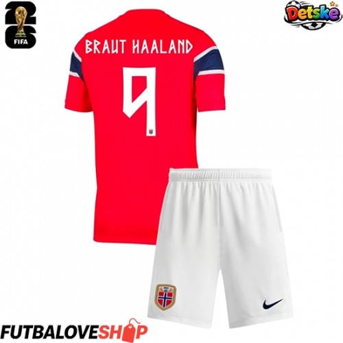 Dres Nórsko Erling Haaland #9 Domáci pre deti MS 2026 Krátky Rukáv (+ trenírky)